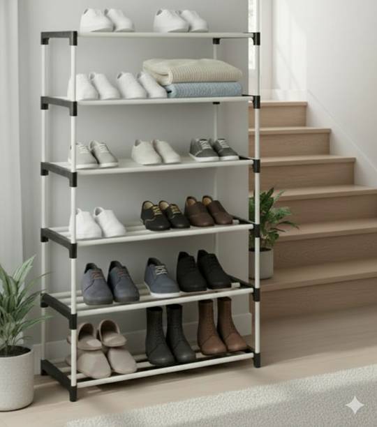 Sanam Store Multipurposar Storage Rack 6 Row Metal Open Book Shelf