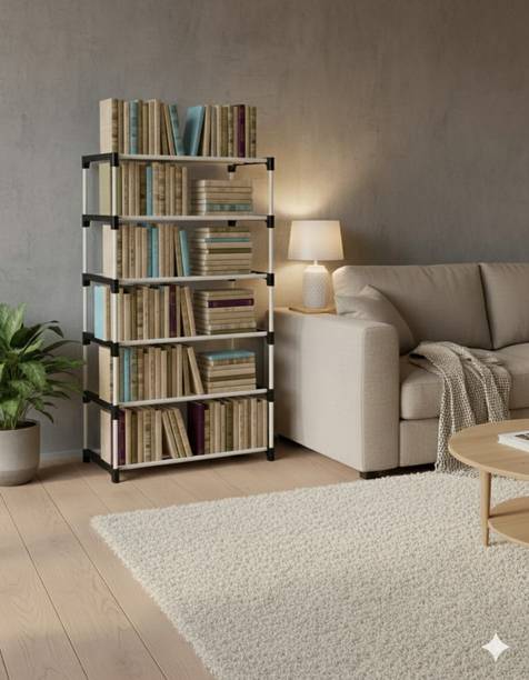 ZENVEXYO Multipurposar Storage Rack 4 Row Plastic Open Book Shelf