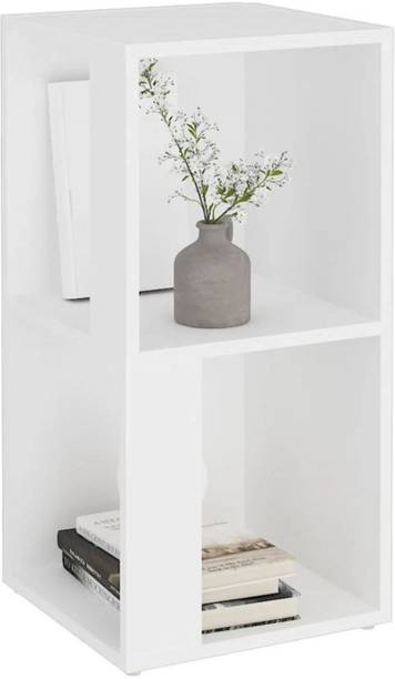 WOODIPA Corner Cabinet White Engineered Wood Compact Corner Cabinet Engineered Wood Open Book Shelf