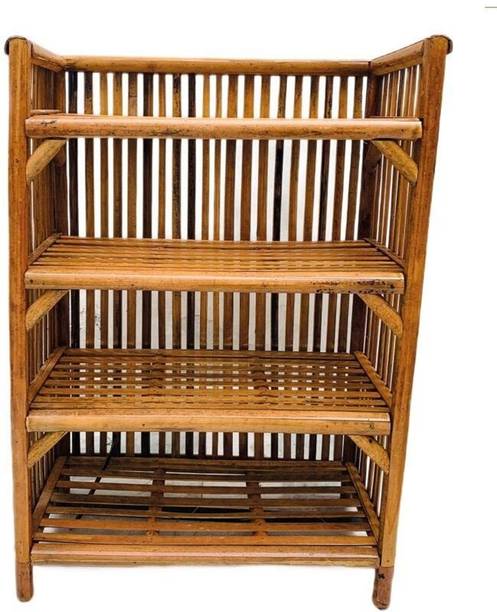 ZAANCREATION Bamboo,Cane Shoe Rack,Slipper Stand,Utility Rack,Planter Stand, Bookshelf Solid Wood Open Book Shelf