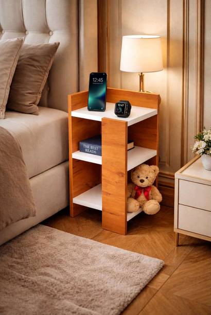 YOVATECHLINE 3 Tier Wooden Corner Shelf Stand | Space Saving Storage Rack Engineered Wood Open Book Shelf