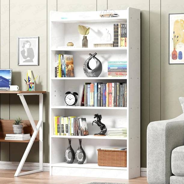 LUKZER Multipurpose Rack MR-007 White Engineered Wood Close Book Shelf