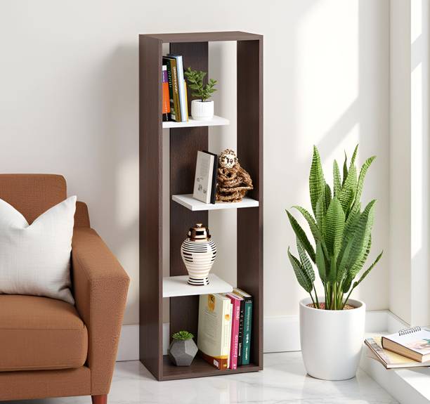 FURNEASER Dettlet Bookcase, Corner Display Rack, Engineered Wood Open Book Shelf