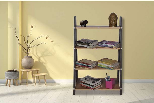 sbf furniture Mini_Ladder_Black & White Engineered Wood Open Book Shelf