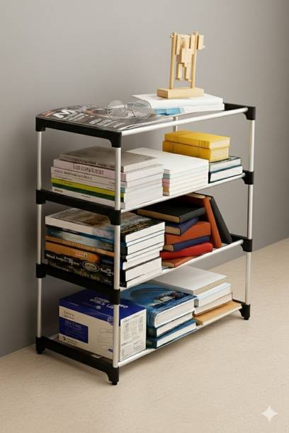 thos Multipurposar Storage Rack 4 Row Metal Open Book Shelf
