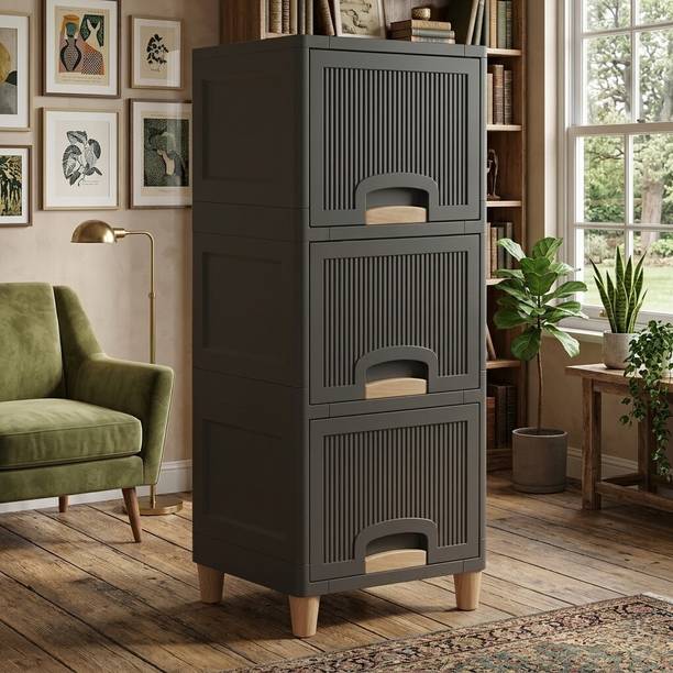GROTHEORY Space Efficient Multi-Layer Storage Cabinet for Home Plastic Close Book Shelf