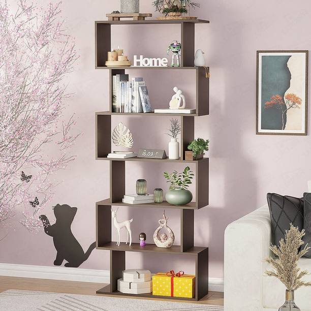 LUKZER 6-Layer S-Shaped Ladder Open Bookshelf Rack (MR-002) Engineered Wood Open Book Shelf
