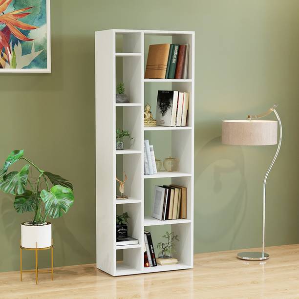 FURNEASER Lancy Open Bookshelf Rack for Books, Corner Display Bookcase, Engineered Wood Semi-Open Book Shelf
