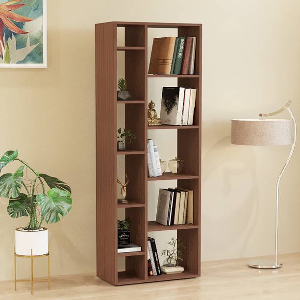 FURNEASER Lancy Semi-Open Bookshelf Rack for Books, Corner Display Bookcase, Engineered Wood Open Book Shelf