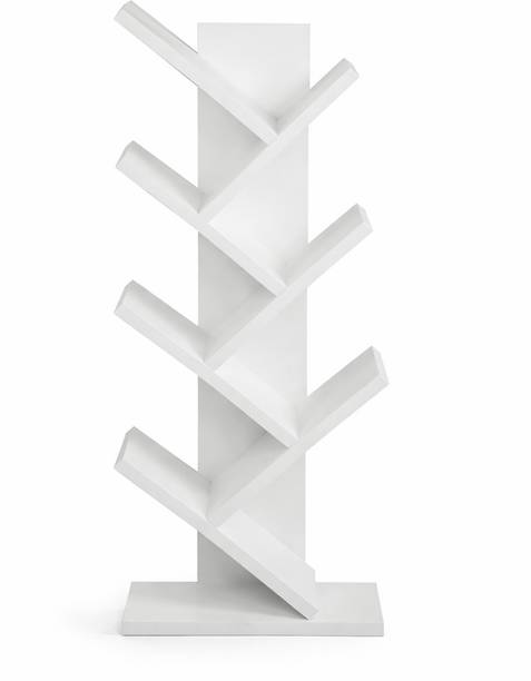 YESMOM 7-Tier Tree Shaped Wooden Book Rack Space Saving Corner Shelf for Home Engineered Wood Open Book Shelf