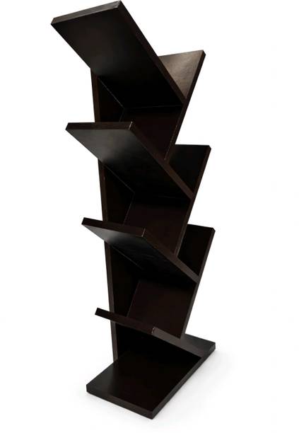 YESMOM 7-Tier Tree Shaped Wooden Book Rack Space Saving Corner Shelf for Home Engineered Wood Open Book Shelf