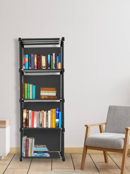 DEMARK 5 Layer Open Book shelf Black Multipurpose use Home storage and study room Plastic Open Book Shelf