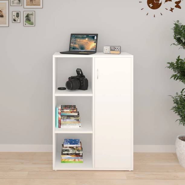 Das Reno Bookshelf Cabinet Book Rack Organizer with Shelves for Home Library Engineered Wood Close Book Shelf