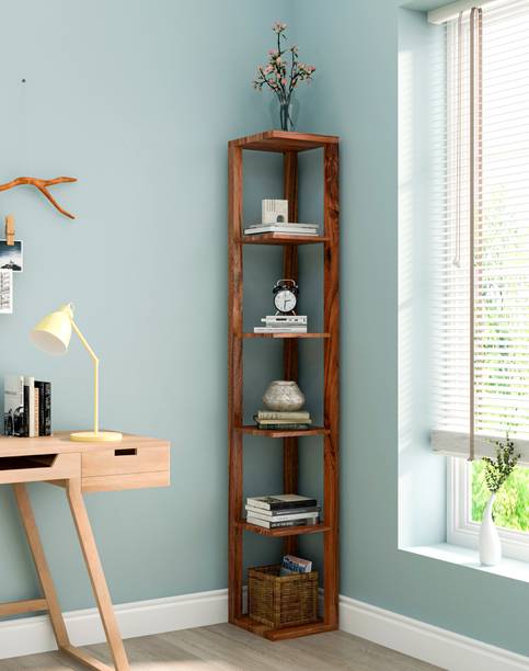 KATHGODAM FURNISHERS Penny Corner Bookshelf Solid Wood Open Book Shelf