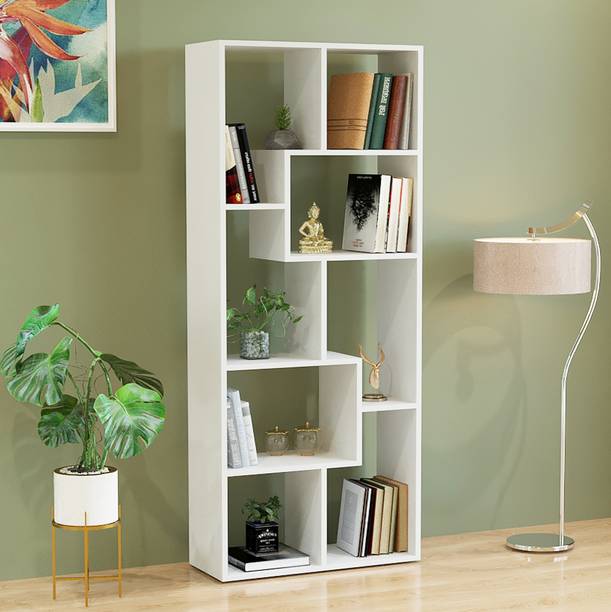 FURNEASER Medina Geometric Book shelf, Bookcase, Corner Display Rack Shelf, Organizer, Engineered Wood Open Book Shelf