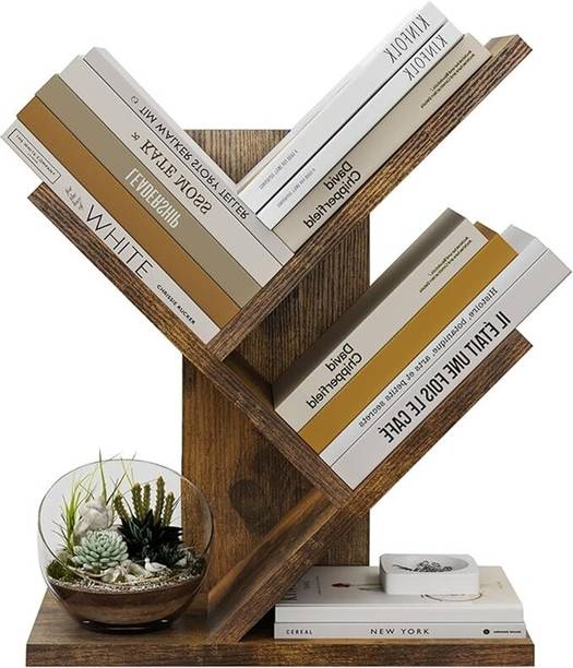 Ganga Antiques Bookshelf 3 Tier Book Storage Organizer Shelves, Desktop Bookshelf Solid Wood Open Book Shelf