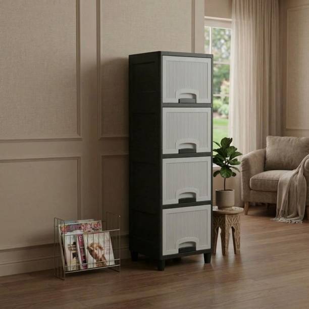 Suptikes Multipurpose Space Saving Plastic Cabinet Rack Plastic Open Book Shelf