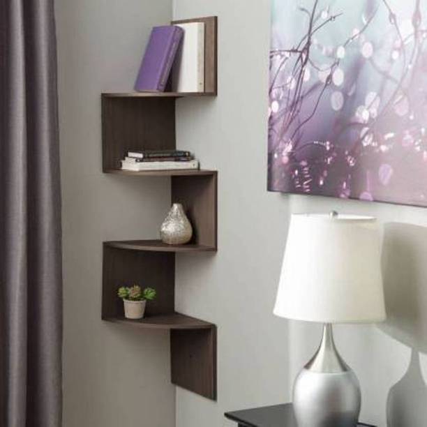 CLASSICART Wall Mount Corner Mdf 5 Tier Engineered Wood Open Book Shelf