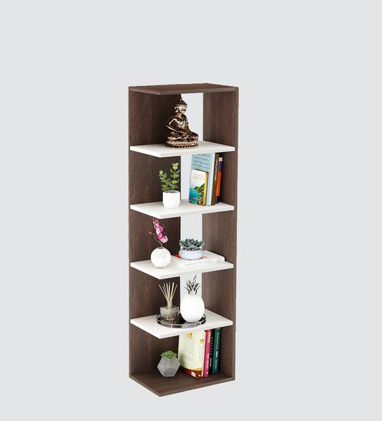 FURNEASER Rowbell Bookcase, Multipurpose Book Cabinet, Corner Display Rack, Engineered Wood Open Book Shelf