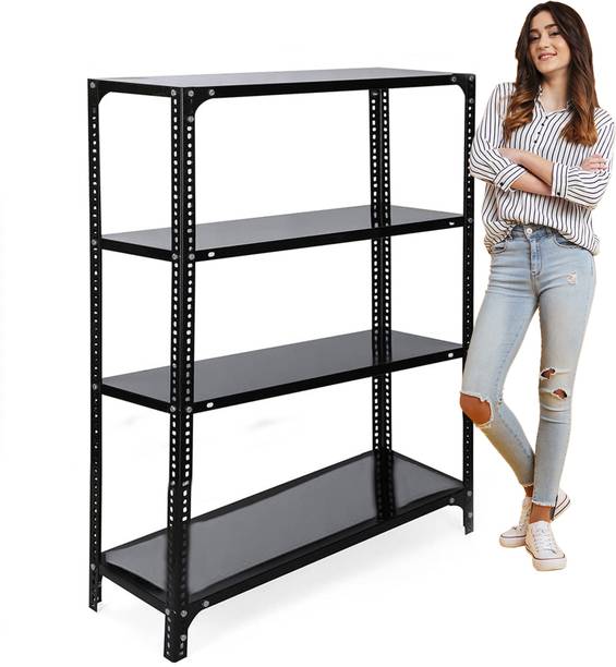 Flipkart SmartBuy Slotted Angle CRC Sheet 4 Shelves Multipurpose Storage 12"X35"X48" Luggage Rack Metal Open Book Shelf