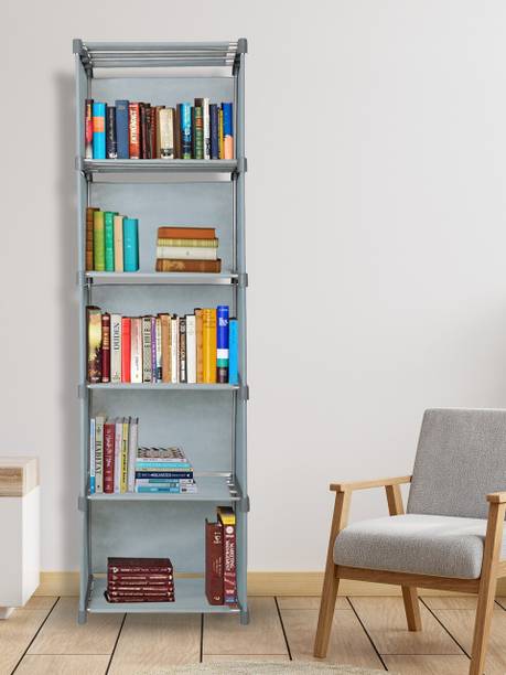 QUARCK 6 Layer Open Book shelf Grey Multipurpose use Home storage and study room Plastic Open Book Shelf