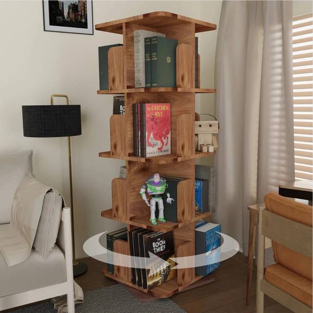 COGO 4 Tier Revolving Bookshelf | 260 litre | 100 kg UDL Loading Capacity Engineered Wood Open Book Shelf