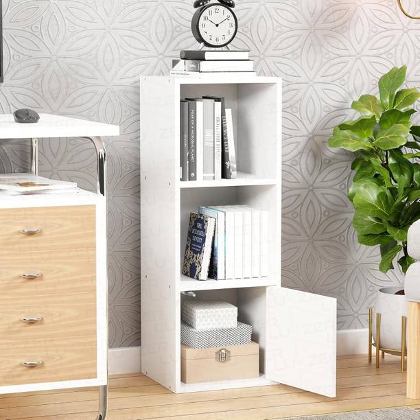 LUKZER 3 Layer Storage Cabinet with Display Rack (MR-022) Engineered Wood Semi-Open Book Shelf