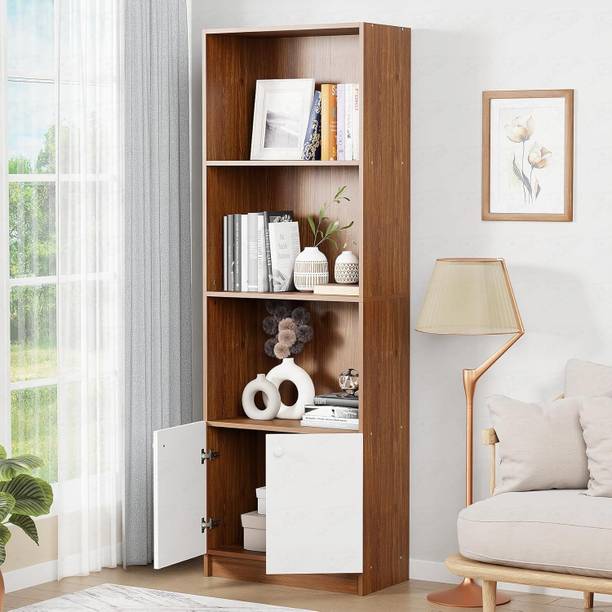 LUKZER 4-Layer Bookshelf with Latch Door Multipurpose Rack (MR-020) Engineered Wood Close Book Shelf