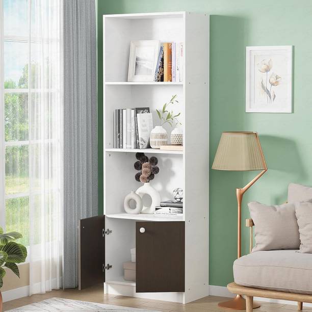 LUKZER 4-Layer Bookshelf with Latch Door Multipurpose Rack (MR-020) Engineered Wood Open Book Shelf