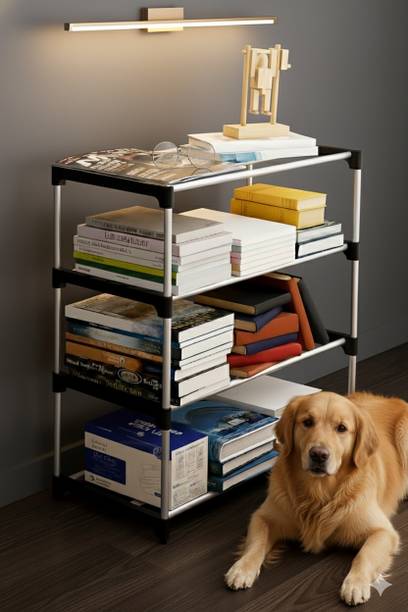 thos Multipurposar Storage Rack 4 Row Metal Open Book Shelf