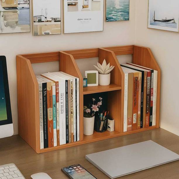 SMART SHOPPEE Book Shelf, Bookshelf for Office Desk, Wooden Book Shelf Home Decor Engineered Wood Open Book Shelf