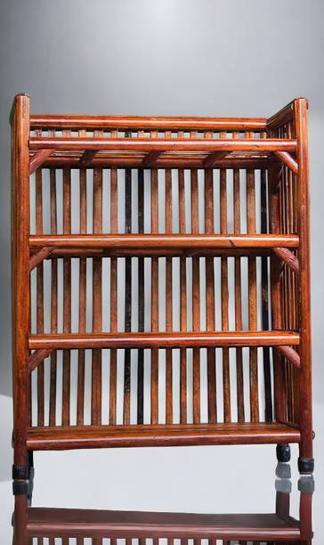 EVRA Cane bamboo Bookshelf Multipurpose Home Decor Storage Rack Showcase Organizer Solid Wood Semi-Open Book Shelf