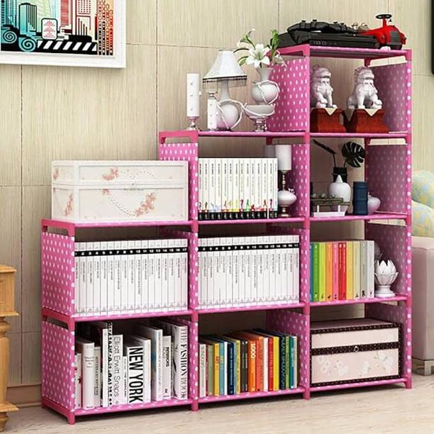 YouCopia Plastic Metal 9 Shelf Book Organizer Plastic Open Book Shelf