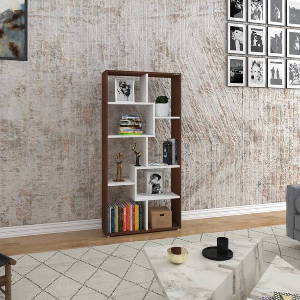 Anikaa Enterprises Petra Engineered Wood Bookshelf/ Book Cabinet/ Book Rack, 9 Shelves (Walnut) Engineered Wood Open Book Shelf