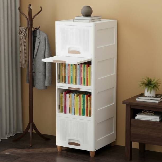 GROTHEORY Space Efficient Multi-Layer Storage Cabinet for Home Plastic Close Book Shelf