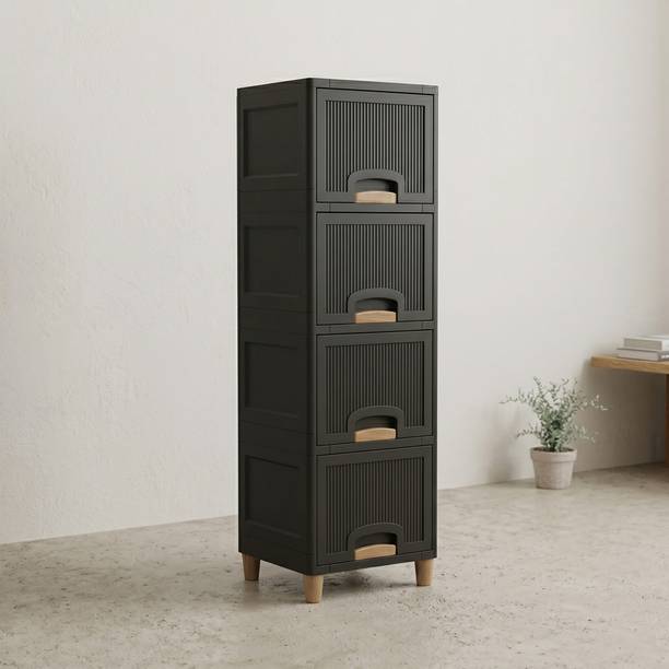 Suptikes Multipurpose Space Saving Plastic Cabinet Rack Plastic Open Book Shelf