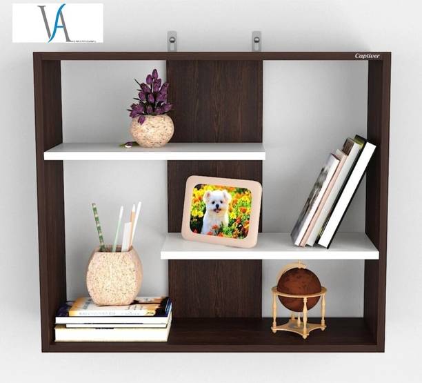 VISHWAKARMA ASSOCIATES Wood Open Book Shelf (Finish Color BLACK) Engineered Wood Open Book Shelf