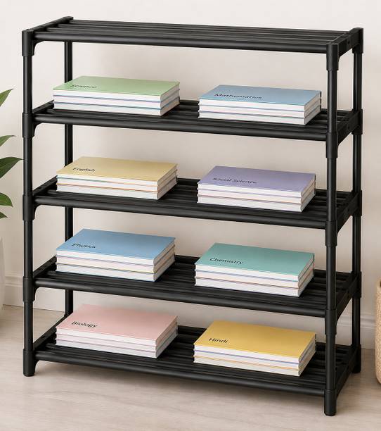 Zyra 4 Tier Shoe Rack Collapsible Multipurpose Plastic Footwear Organizer Stand Plastic Open Book Shelf