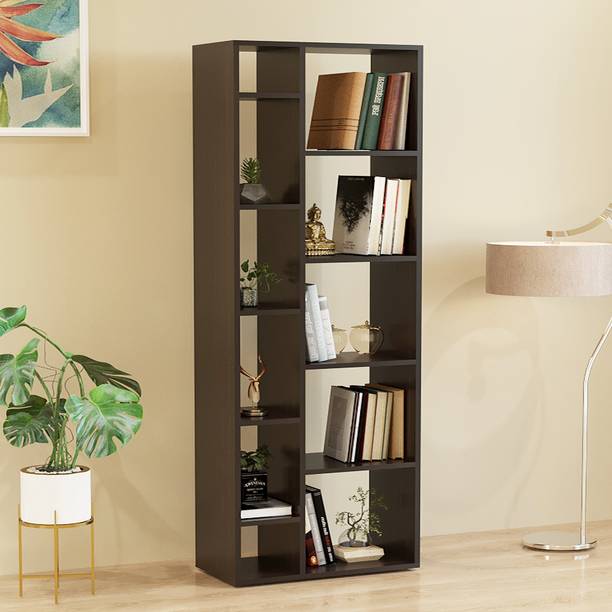 FURNEASER Lancy Semi-Open Bookshelf Rack for Books, Corner Display Bookcase, Engineered Wood Open Book Shelf