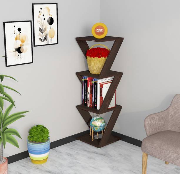 Das Cadlic Wooden Multipurpose Book Storage Display Organizer Rack Showcase Stand Engineered Wood Semi-Open Book Shelf