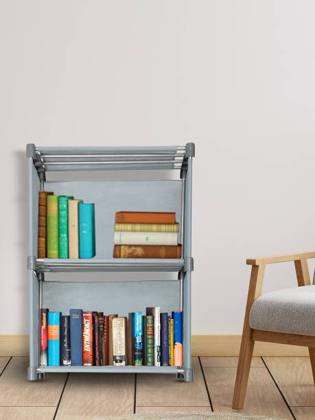 QURACK 3 Layer Grey Multipurpose Foldable Open Bookshel...