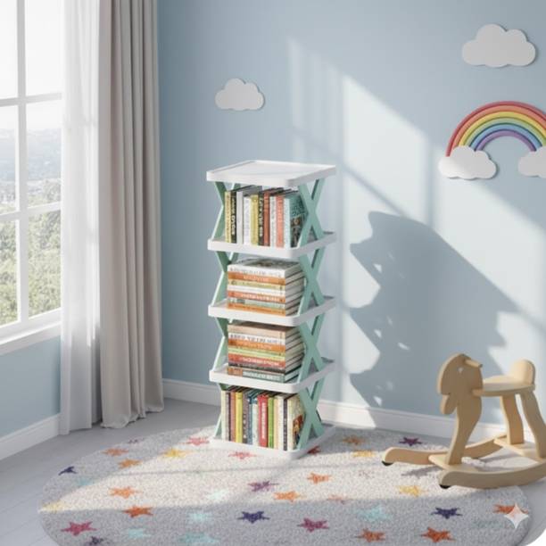 skyroscoe Book Shelf for Home, Office , Living Room, Kitchen Corner Stand,book stand Plastic Open Book Shelf