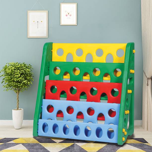 Playgro Colorful Kids Book Shelf – Sturdy and Space-Saving Storage Rack – Multi-Tier Plastic Open Book Shelf