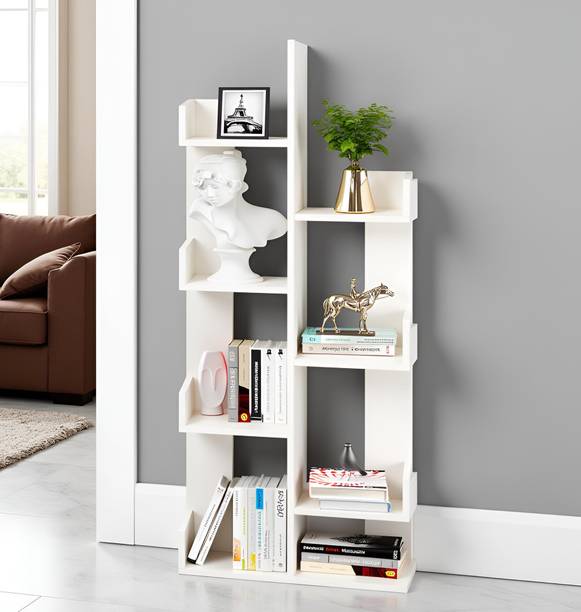 FURNEASER Barret 6-Tier Zigzag Book Rack & Display Shelf, Engineered Wood Semi-Open Book Shelf