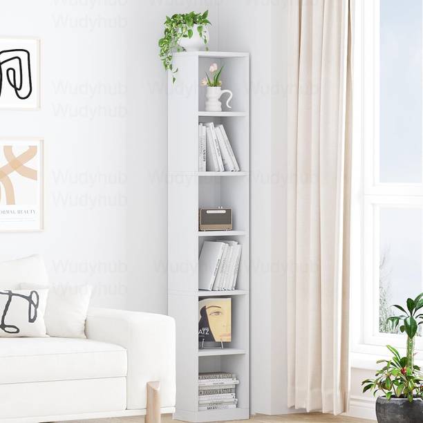 WUDYHOME Engineered Wood Open Book Shelf (Finish Color - White, DIY(Do-It-Yourself))