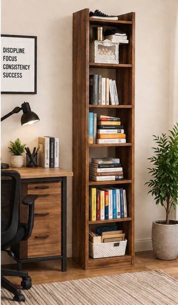EW Wooden Book Shelf 7 Tier | Stylish Open Rack for Living Room & Study Engineered Wood Open Book Shelf