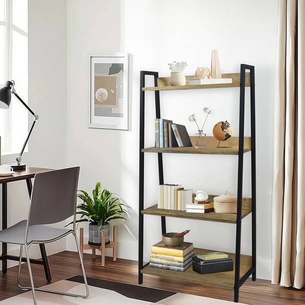 Metalsmith Modern Design Multipurpose Wall Corner Table Iron Wooden Wall Shelf Solid Wood Open Book Shelf