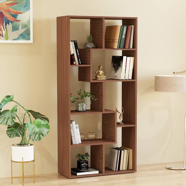 FURNEASER Medina Geometric Book shelf, Bookcase, Corner Display Rack Shelf, Organizer, Engineered Wood Open Book Shelf