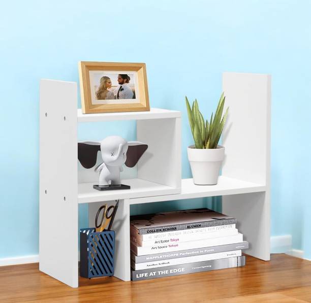 Flipkart Perfect Homes L Shape Room and Kitchen Corner Stand, Standing Book Rack for Library Engineered Wood Open Book Shelf