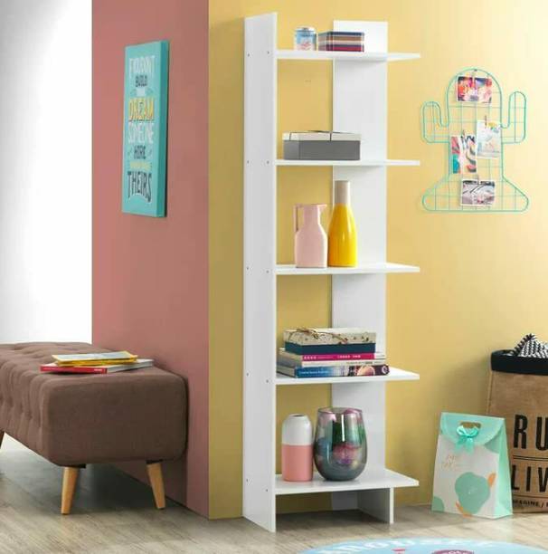 FURNEASER Abson Bookcase, Corner Display Rack, Engineered Wood Open Book Shelf